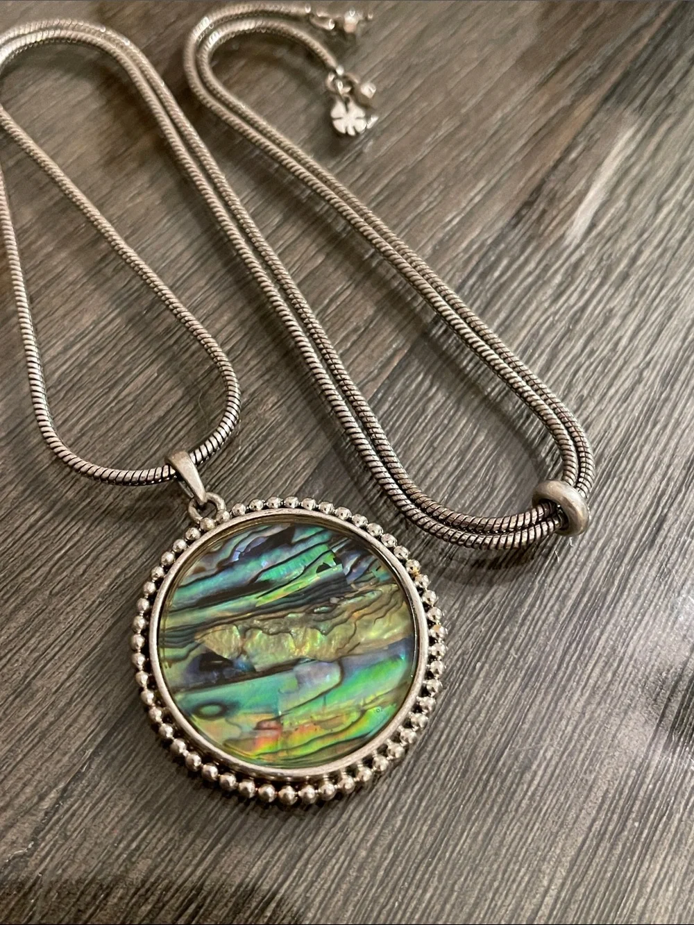 Lucky Brand Abalone Pendant Necklace Featuring an Iridescent Abalone Pendant